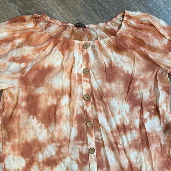 Unique Spectrum 2x blouse new without tags Tie dye shibori flowy airy shirt. XXL - Picture 4 of 6
